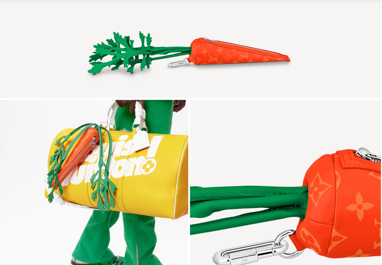 La pochette carotte de Louis Vuitton  On n'a jamais autant aimé la règle  des cinq fruits et légumes par jour que depuis qu'on sait qu'il existe une  pochette carotte Louis Vuitton.