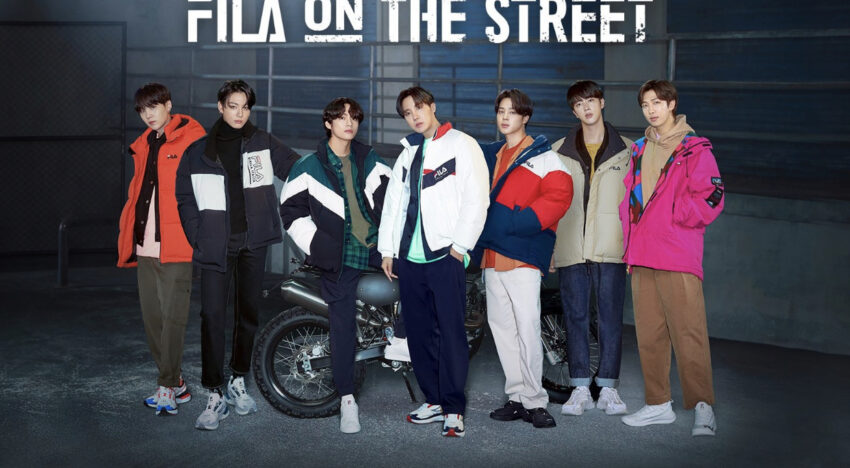 BTS members wore coats for FILA.