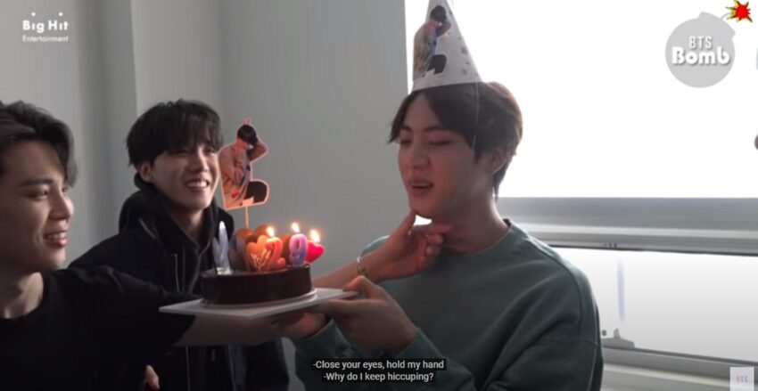 Jin's Birthday Celebration (Jungkook's finger on fire!)