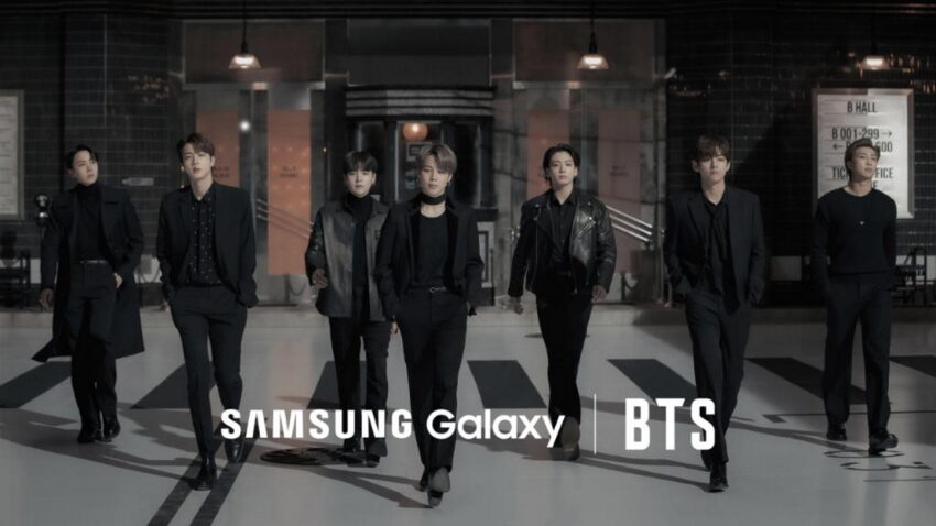 BTS en noir (annonce pour téléphone Samsung Galaxy)