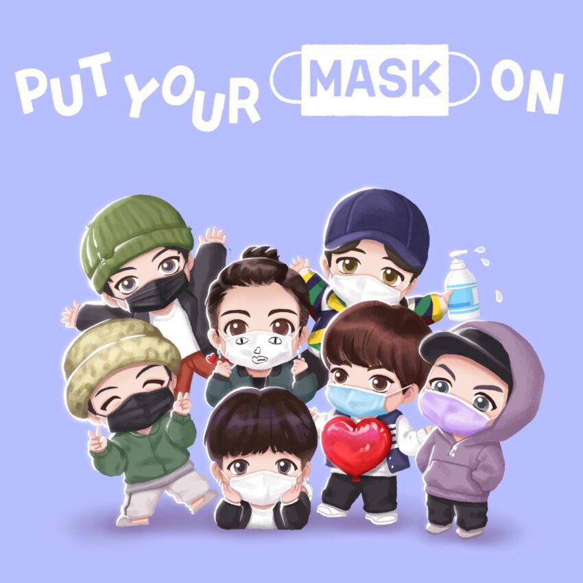 Kleine BTS haben eine Nachricht von „TinyTAN“: Setzen wir unsere Masken auf