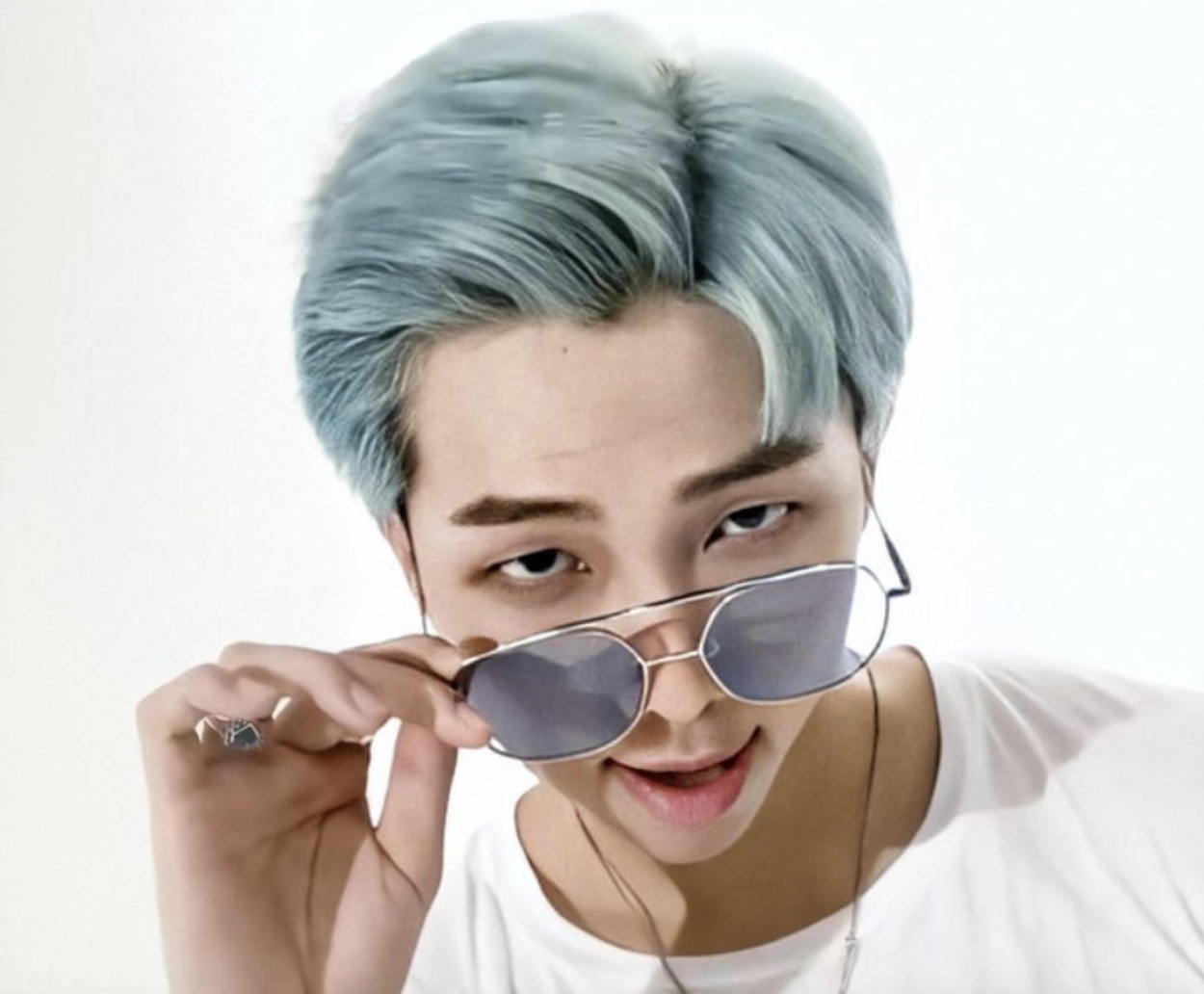 Blue hair boy BTS RM - wide 2